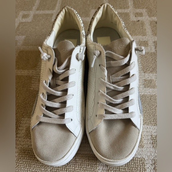 New Dolce Vita White Leather Glitter Sneakers Low Top Lace Up Streetwear 9.5 - Picture 16 of 16